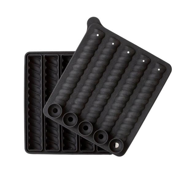 DESIGNSTUFF Spiral Twist Ice Cube Tray, Black