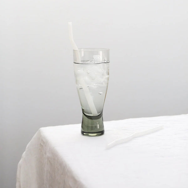 DESIGNSTUFF Curve Glass Straw, White (Set of 4)