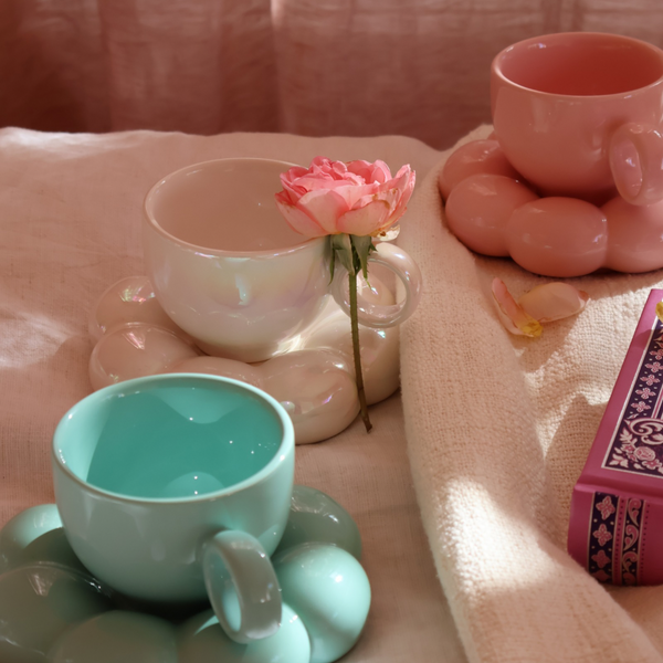 Lottie Bubble Mug & Saucer Set - Blue