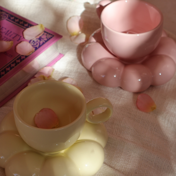 Lottie Bubble Mug & Saucer Set - Yellow