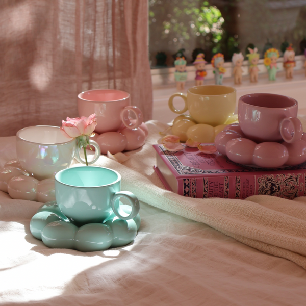 Lottie Bubble Mug & Saucer Set - Blue