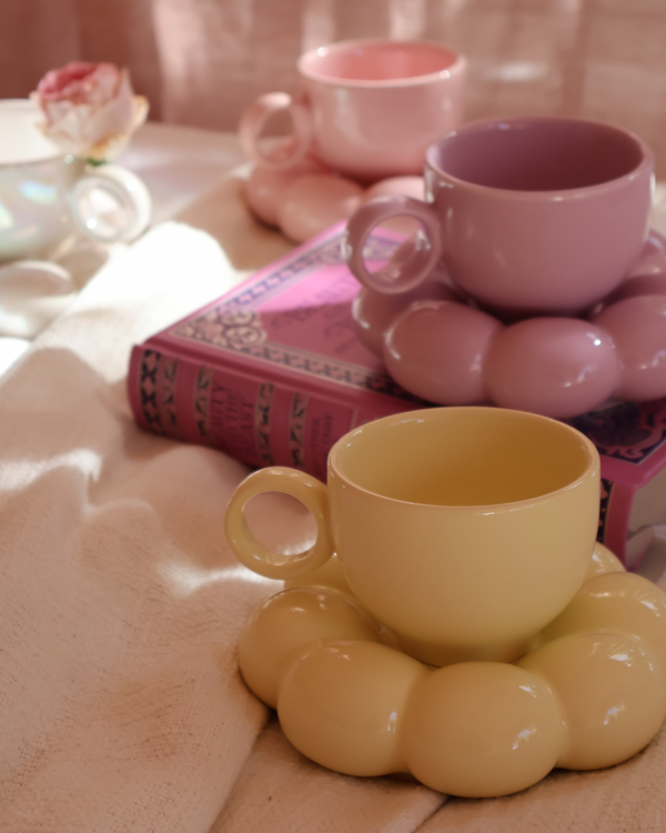 Lottie Bubble Mug & Saucer Set - Yellow