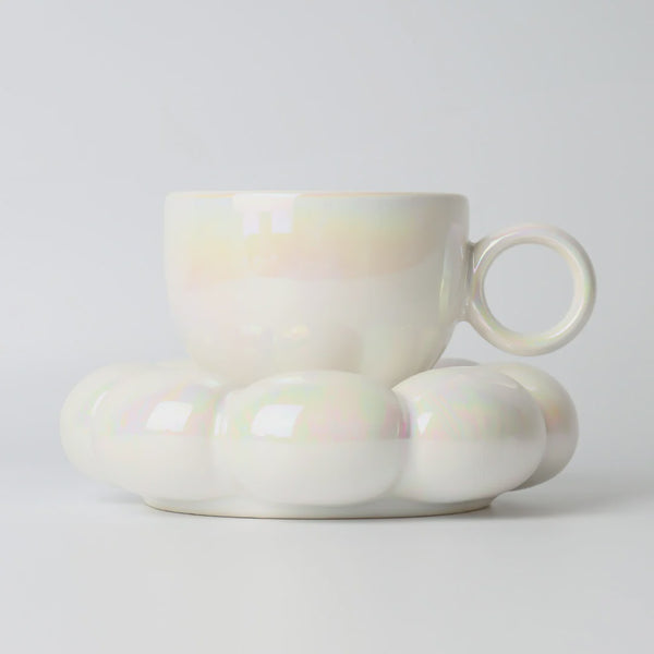 Lottie Bubble Mug & Saucer Set - Iridescent Pearl