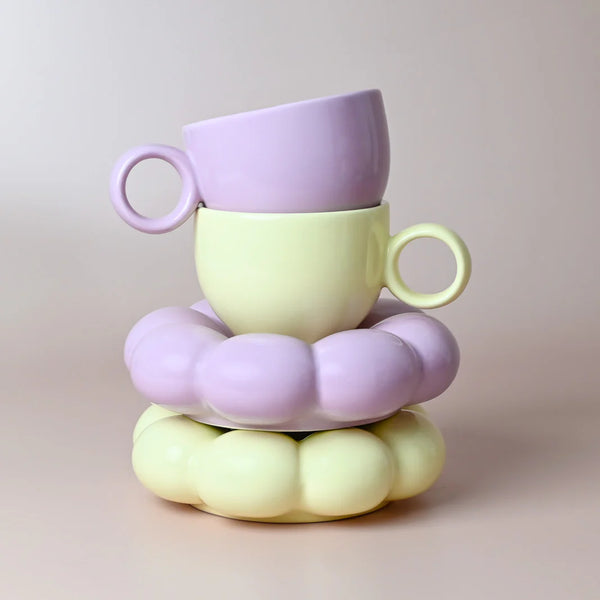 Lottie Bubble Mug & Saucer Set - Purple