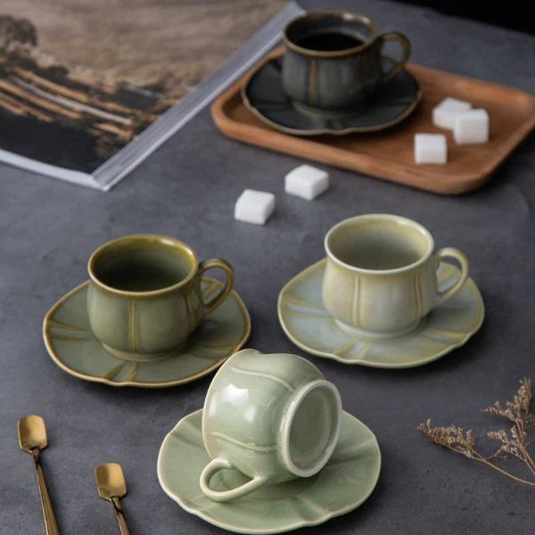 Valentina Cup and Saucer Set - Pistachio (Dark Green)